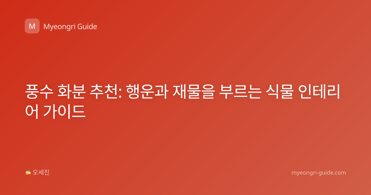 풍수 화분 추천: 행운과 재물을 부르는 식물 인테리어 가이드